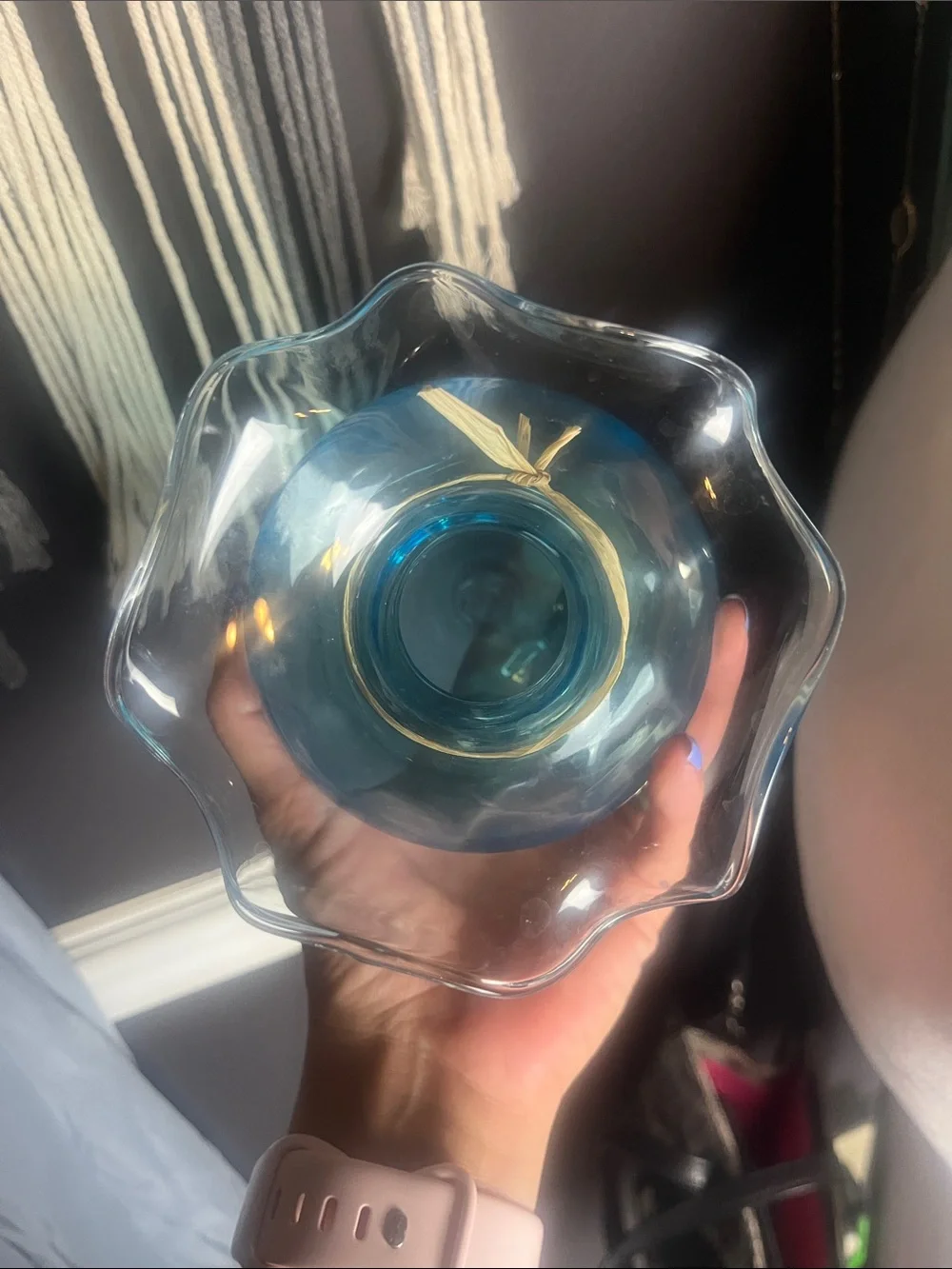 Vietri Hibiscus Glass Bud Vase, Aqua